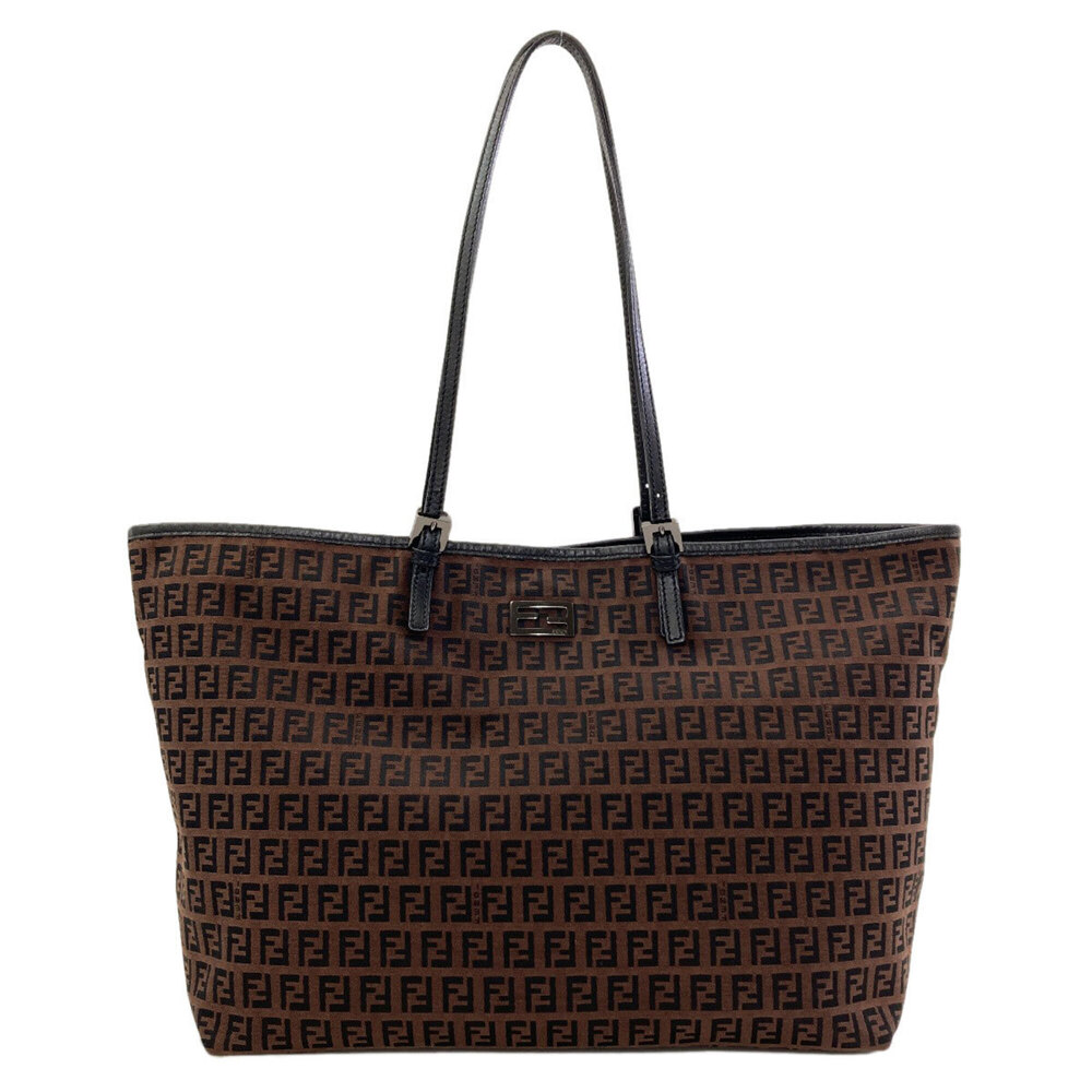 Fendi Zucchino Tote Bag, Canvas/Leather, Women's FENDI